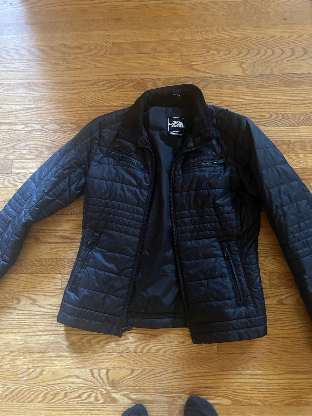 The North Face Black Quilted Puffer Jacket with Zip Pockets